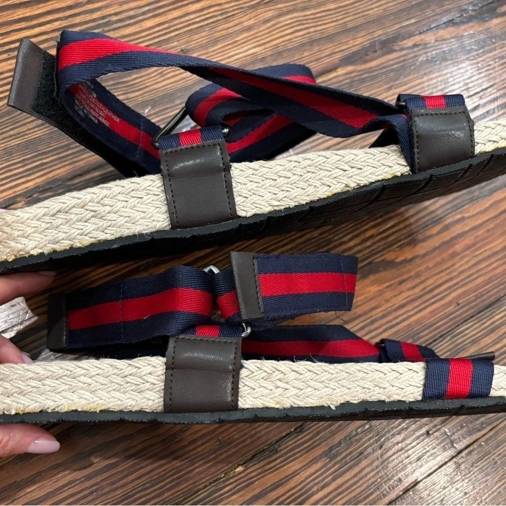 SAKS FIFTH AVENUE Fabian Webbing-Strap Raffia Sandals Men Sz 11.5
